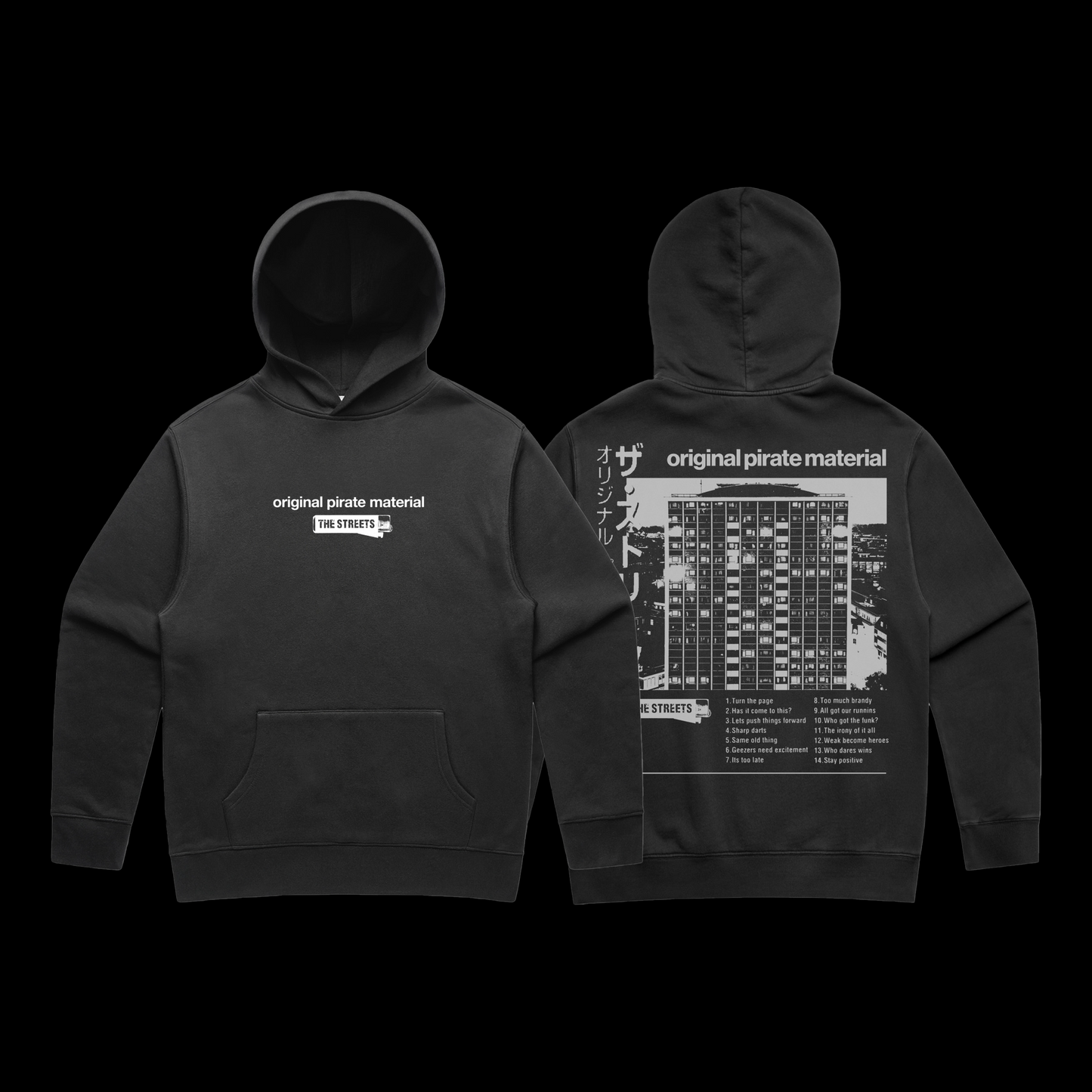 Original Pirate Material Japanese Text Black Hoodie