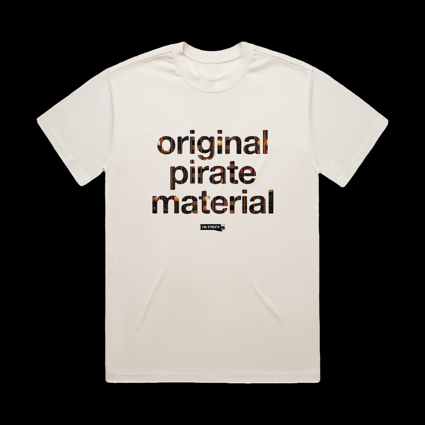 Original Pirate Material Text Ecru T-Shirt